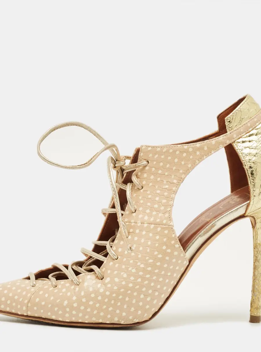 Malone Souliers Beige Python Embossed Leather Montana Booties Size 37