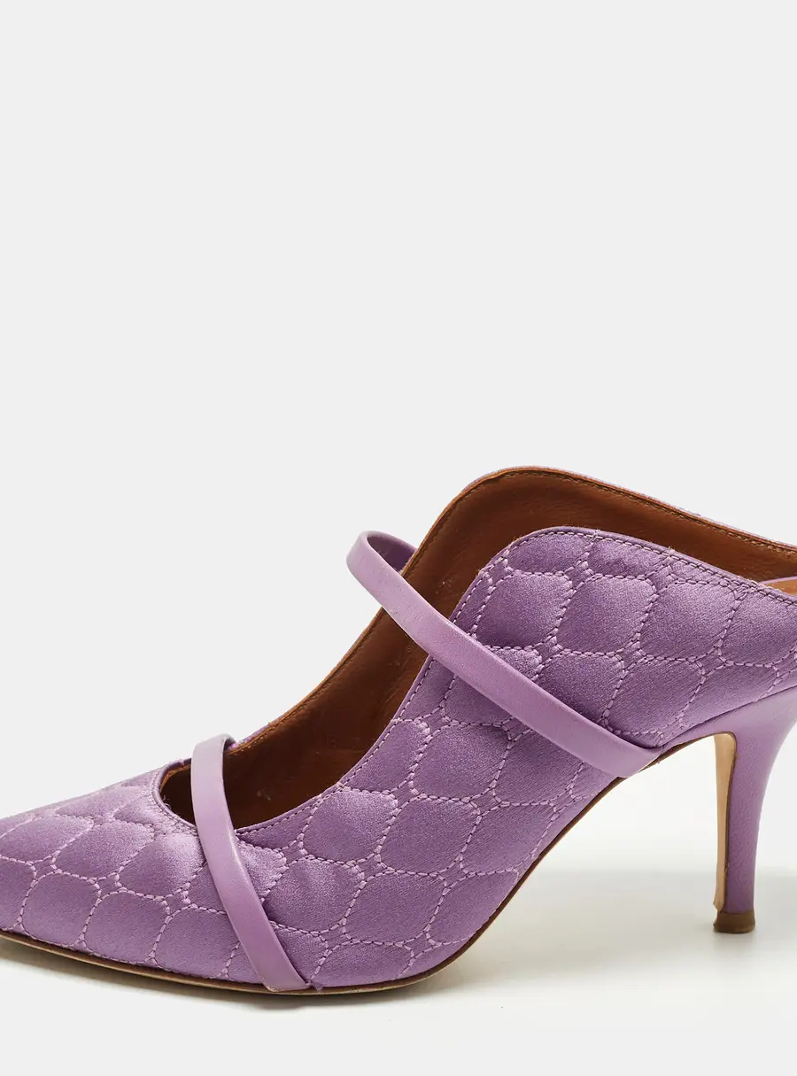 Malone Souliers Maureen Size 36 Purple Quilted Satin Mules