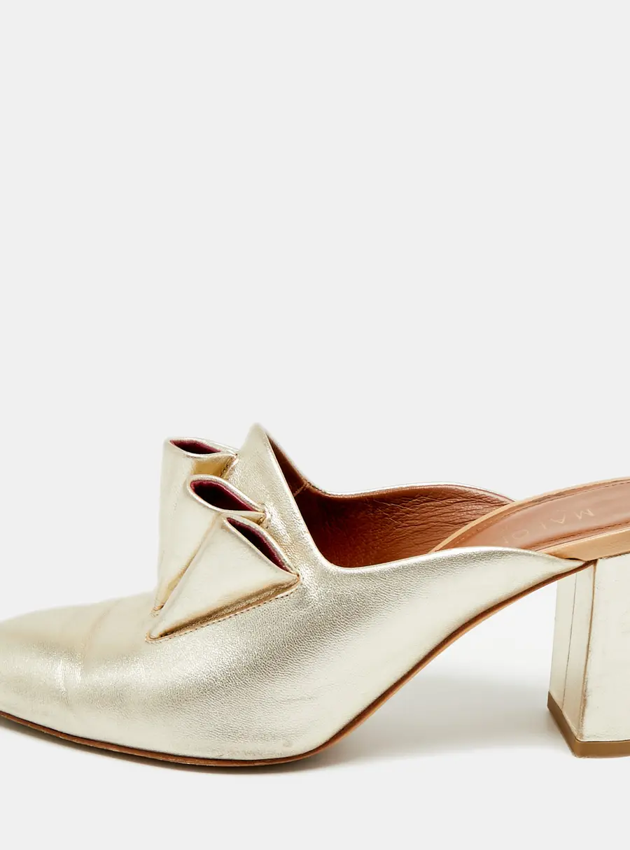 Malone Souliers Size 36 Gold Leather Block Heel Mules