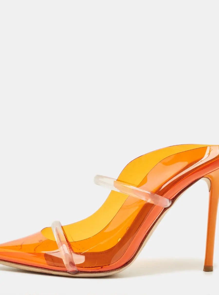 Malone Souliers Maureen Size 38.5 Orange/Transparent PVC Mules