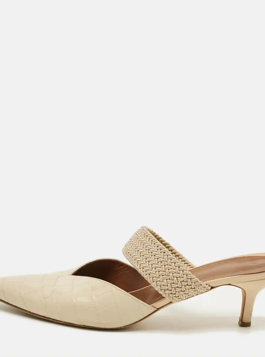Malone Souliers Maisie Size 40.5 Beige Croc Embossed Leather Mules