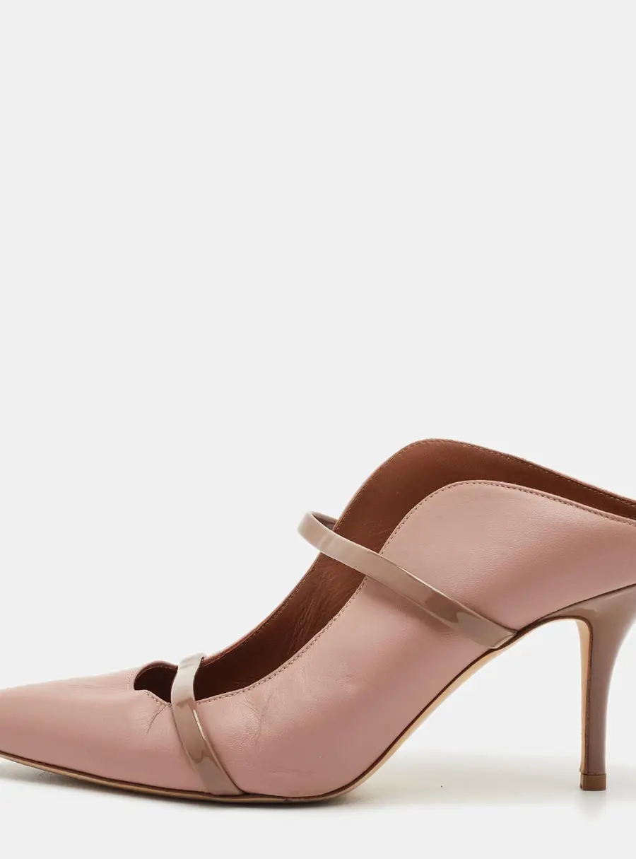 Malone Souliers Maureen Size 40 Pastel Pink/Beige Leather and Patent Pointed Toe Mules