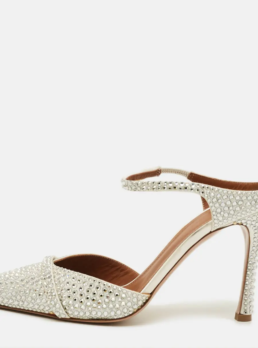 Malone Souliers Iona Size 38 White Satin Mules
