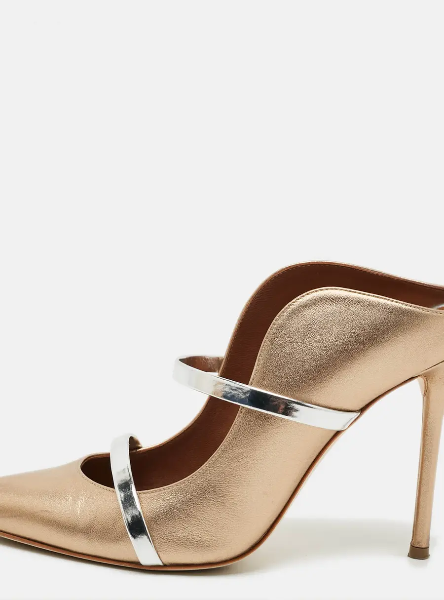Malone Souliers Maureen Size 38 Gold/Silver Leather Mules