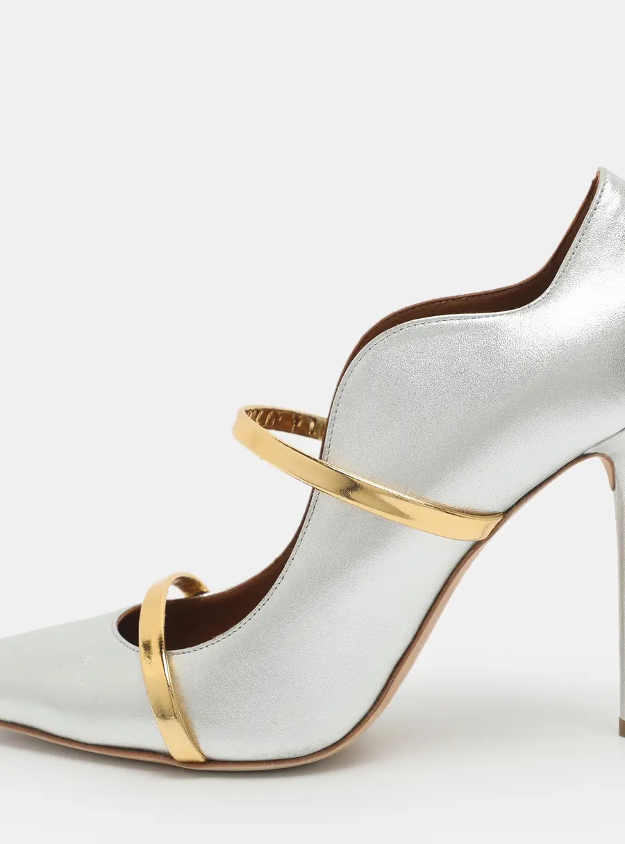 Malone Souliers Maureen Size 42 Silver/Gold Leather Pumps