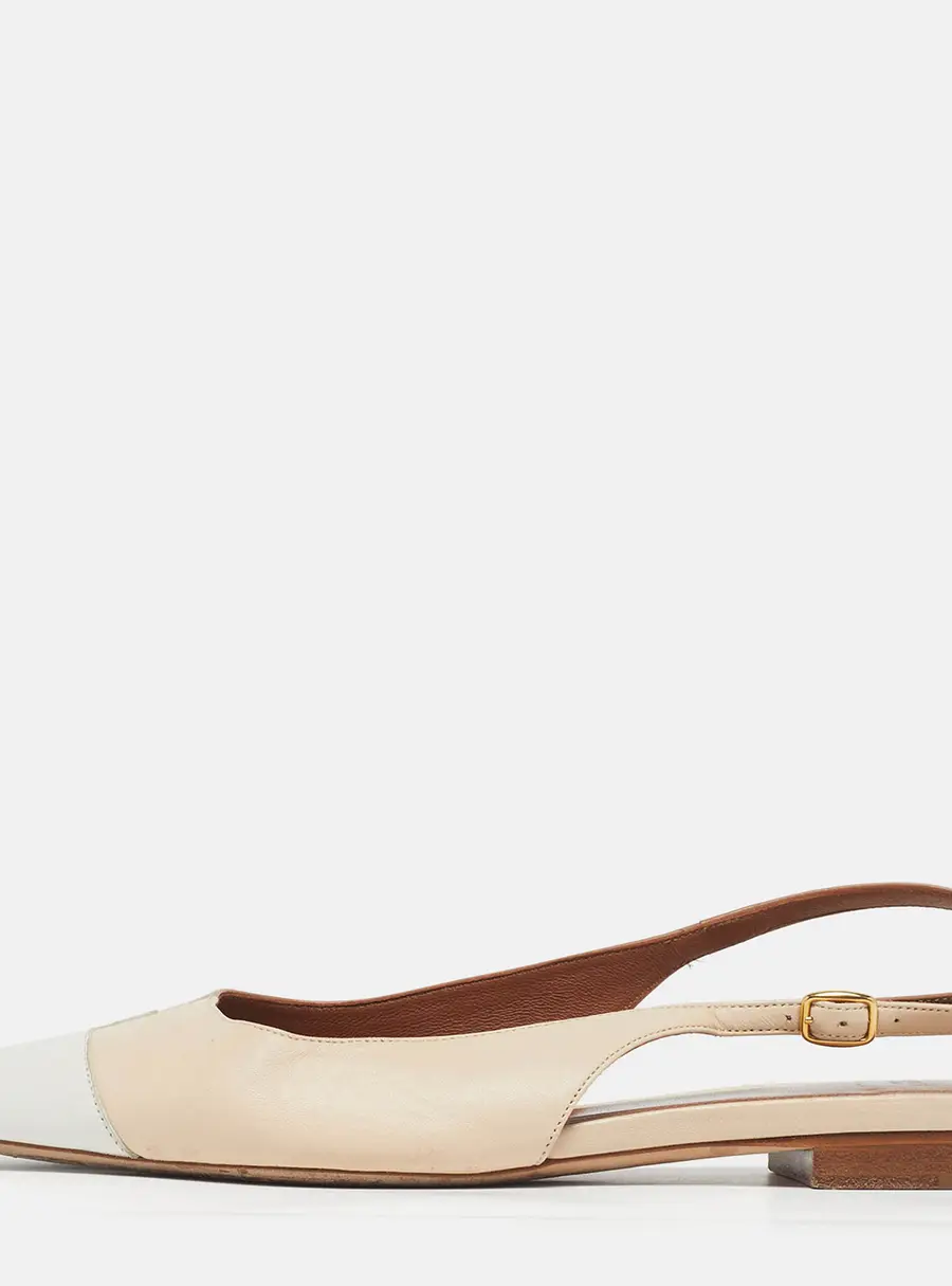 Malone Souliers Size 38 Cream/Beige Leather Slingback Flats