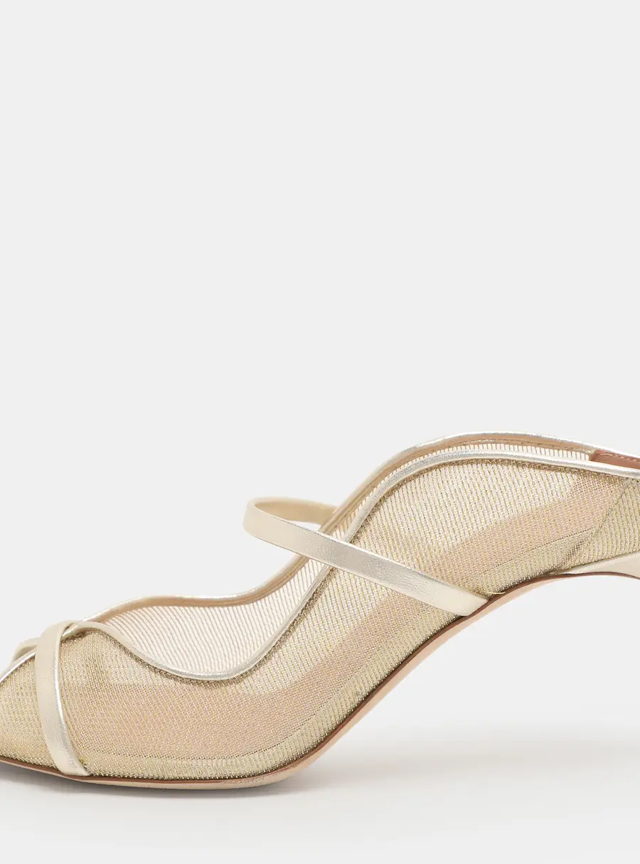 Malone Souliers Noah Size 40 Gold Leather and Mesh Mules