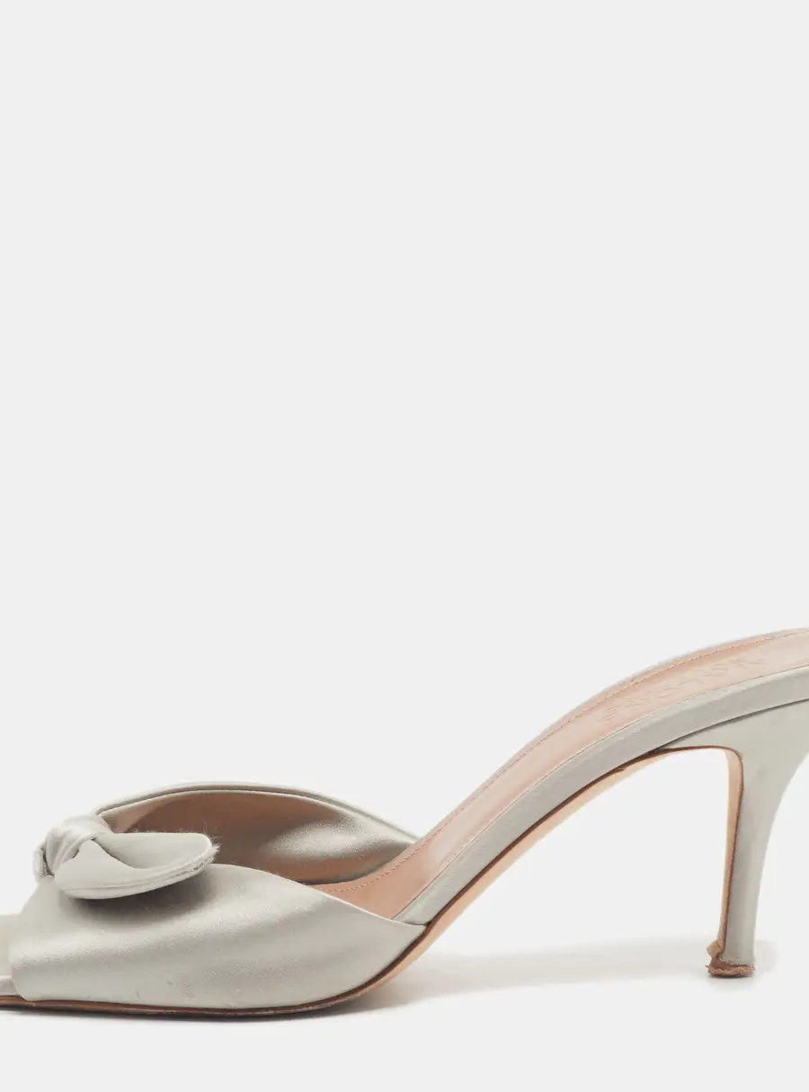 Malone Souliers Vargas Size 40 Grey Satin Slide Sandals