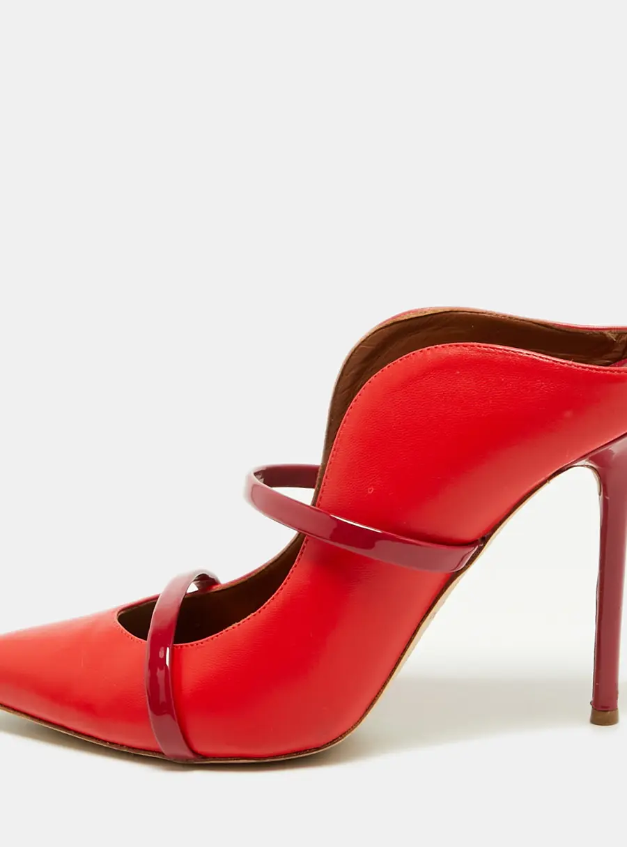 Malone Souliers Maureen Size 39 Red Leather and Patent Leather Pointed Toe Mules