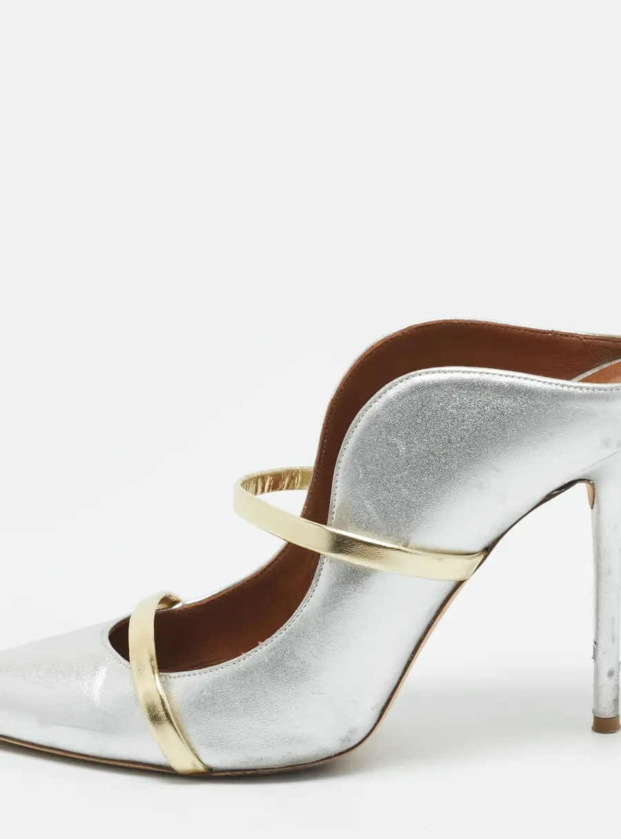 Malone Souliers Maureen Size 40 Silver/Gold Leather Mules