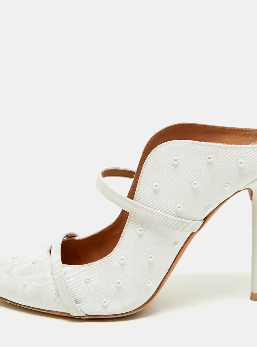 Malone Souliers Maureen Size 39 White Canvas Mules
