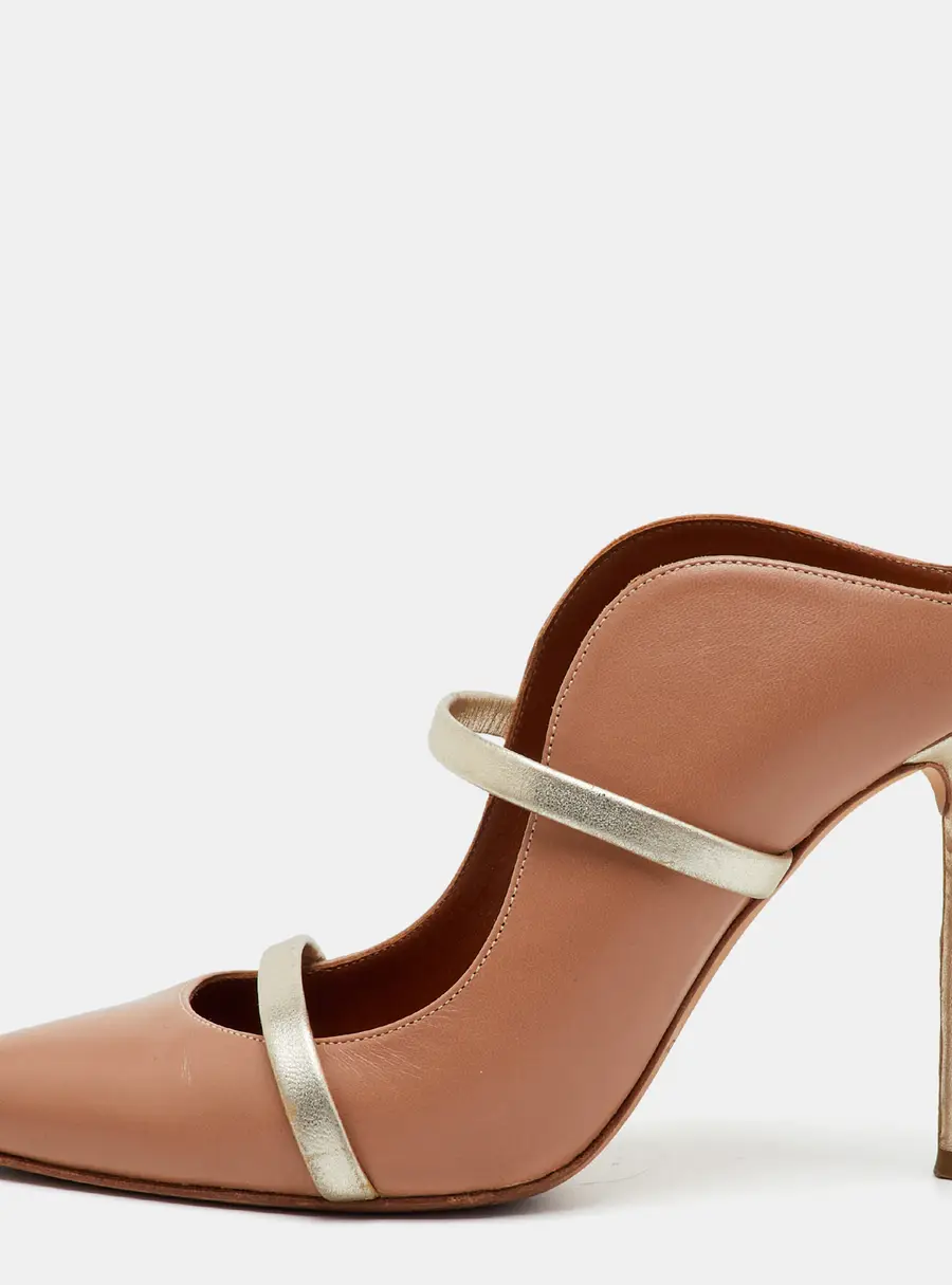 Malone Souliers Maureen Size 35 Beige/Gold Leather Pointed Toe Mules