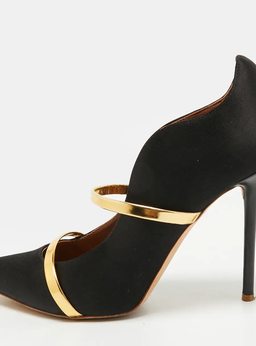 Malone Souliers Maureen Size 40 Black/Gold Satin Pumps