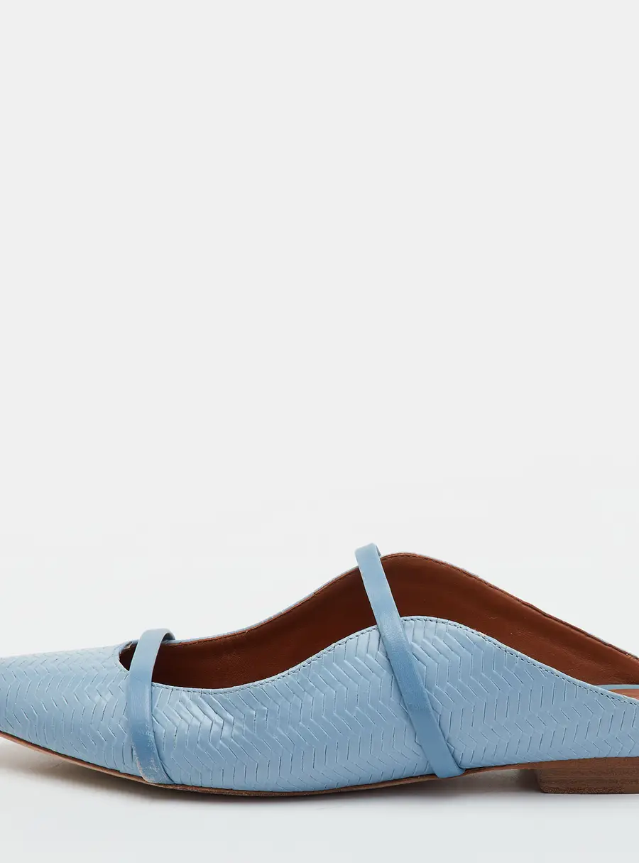 Malone Souliers Maureen Size 39.5 Blue Woven Leather Pointed Toe Flat Mules