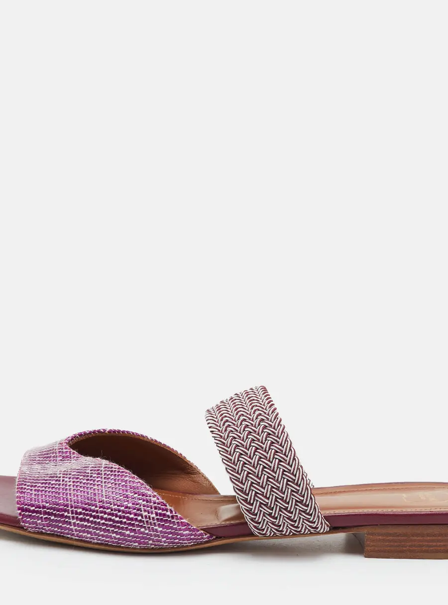Malone Souliers Milena Size 40 Pink Cord and Woven Fabric Flat Slide Sandals