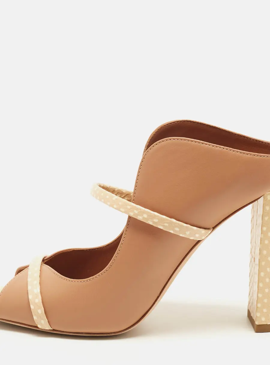 Malone Souliers by Roy Luwolt Norah Size 40 Beige Leather and Python Leather Mules