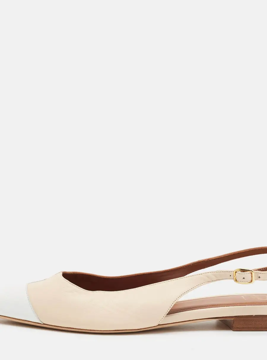 Malone Souliers Size 39.5 Cream/Beige Leather Slingback Flats