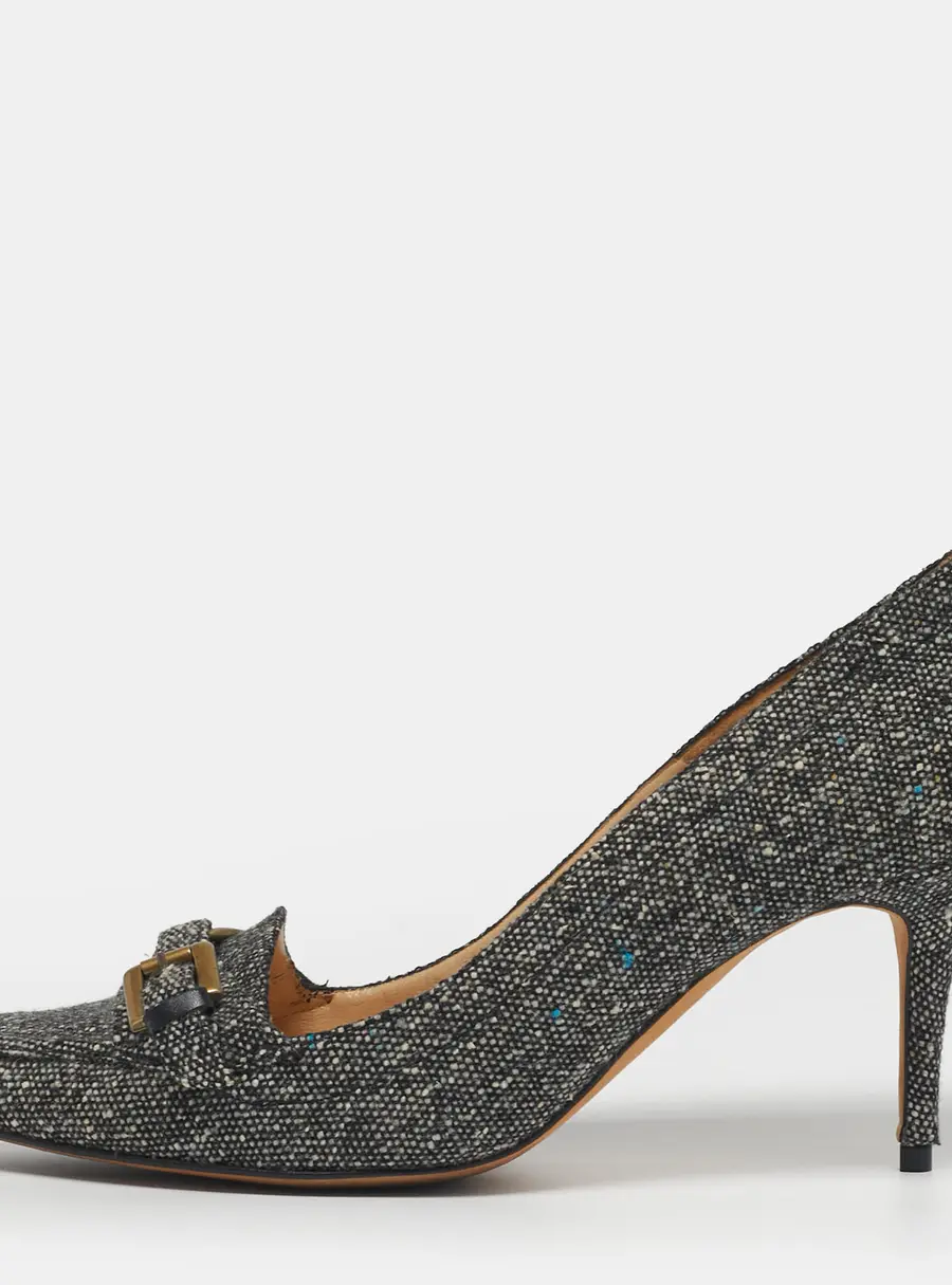 Manolo Blahnik Size 41 Black Tweed Pointed Toe Loafer Pumps