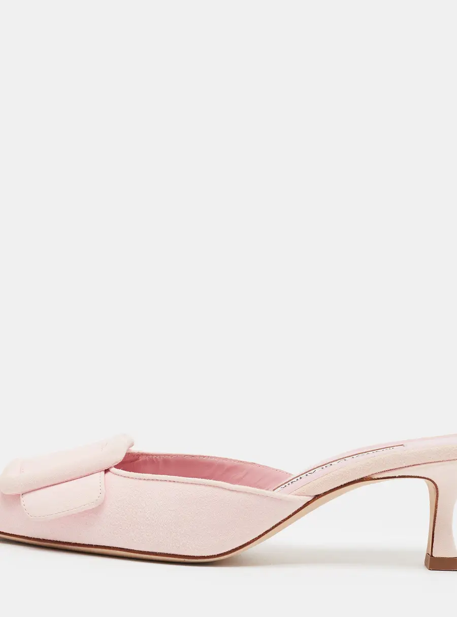 Manolo Blahnik Maysale Size 35 Pink Suede Mules