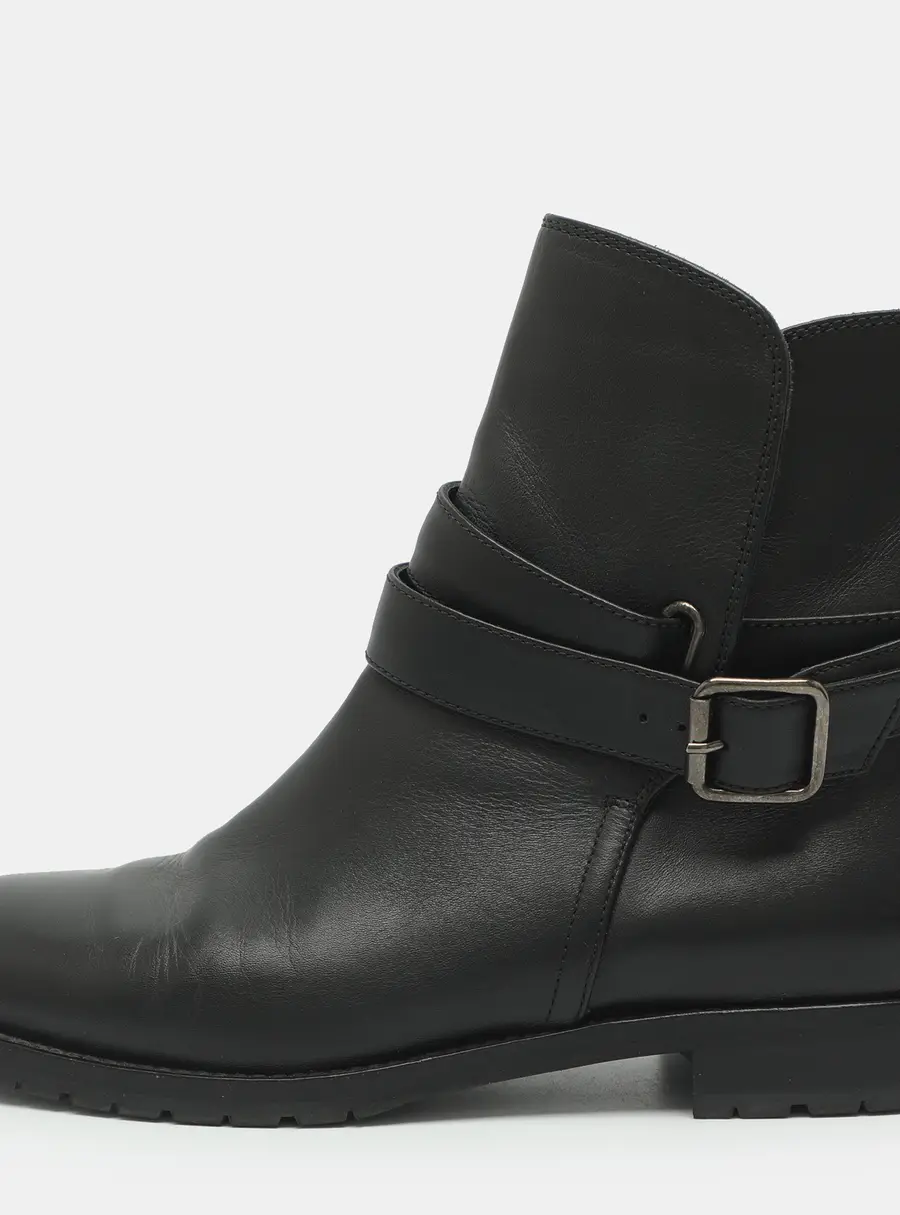 Manolo Blahnik Size 37 Black Leather Mid Calf Boots