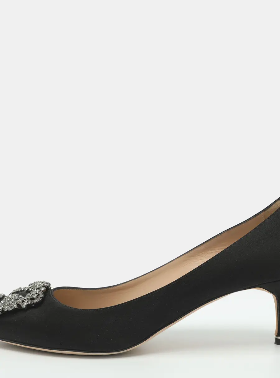 Manolo Blahnik Hangisi Size 41 Black Satin Pumps