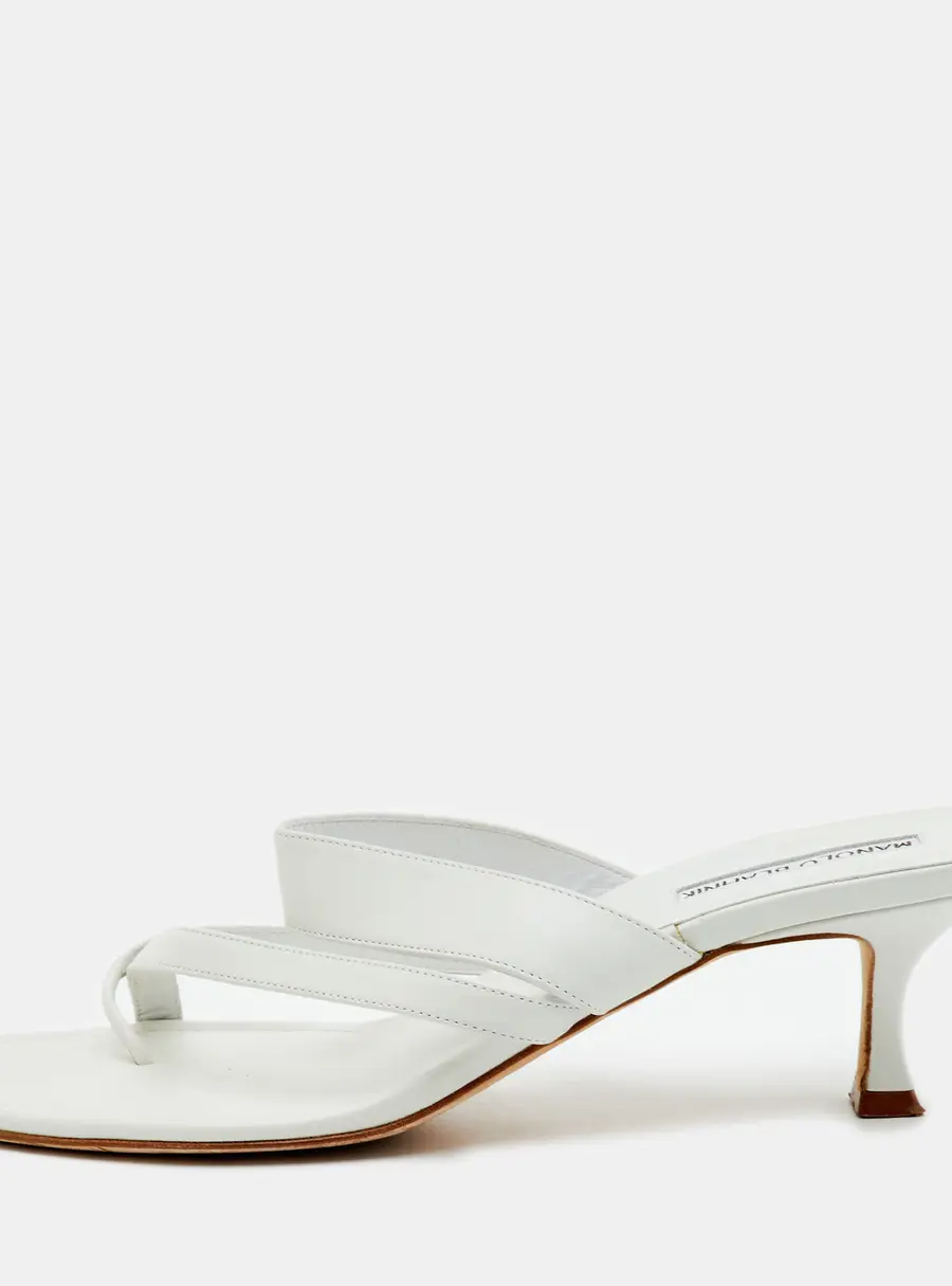 Manolo Blahnik Susa Size 41 White Leather Slide Sandals