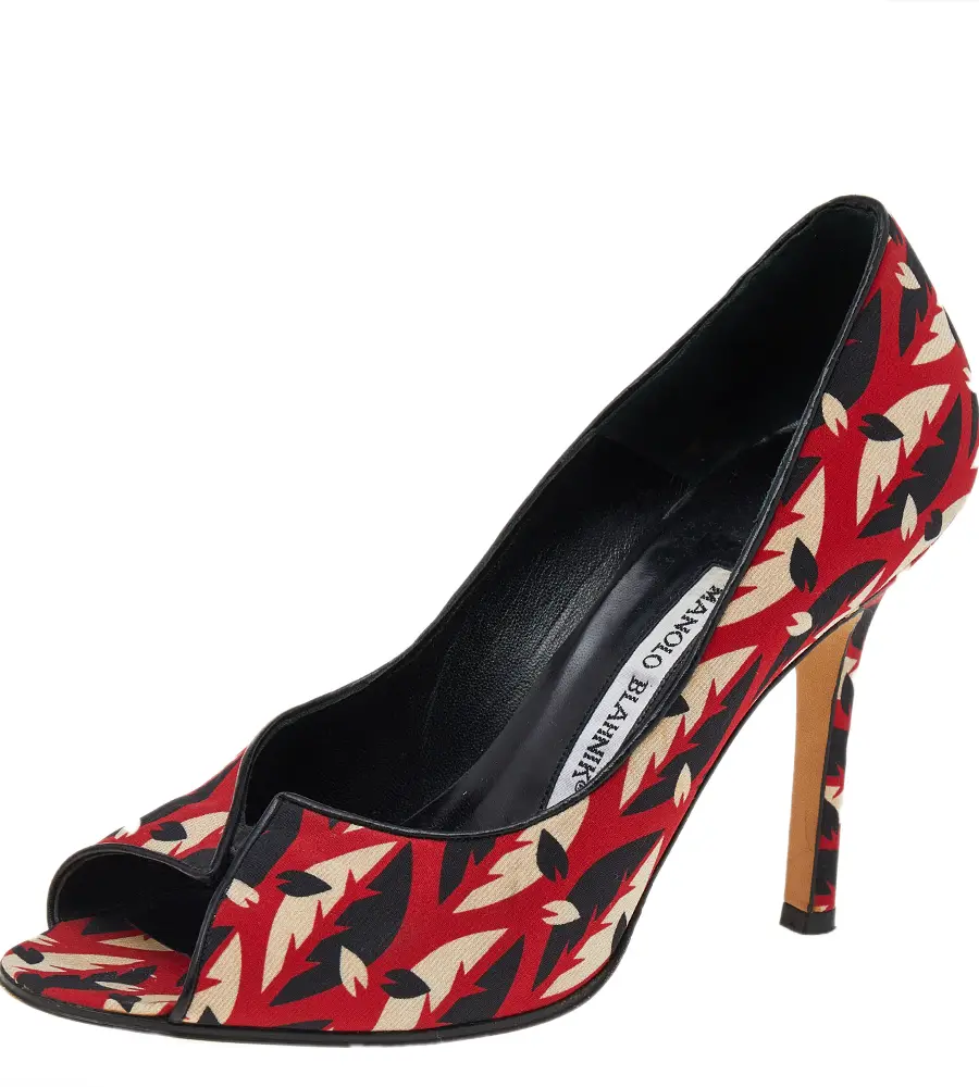 Manolo Blahnik Multicolor Fabric Peep toe Pumps Size 37.5