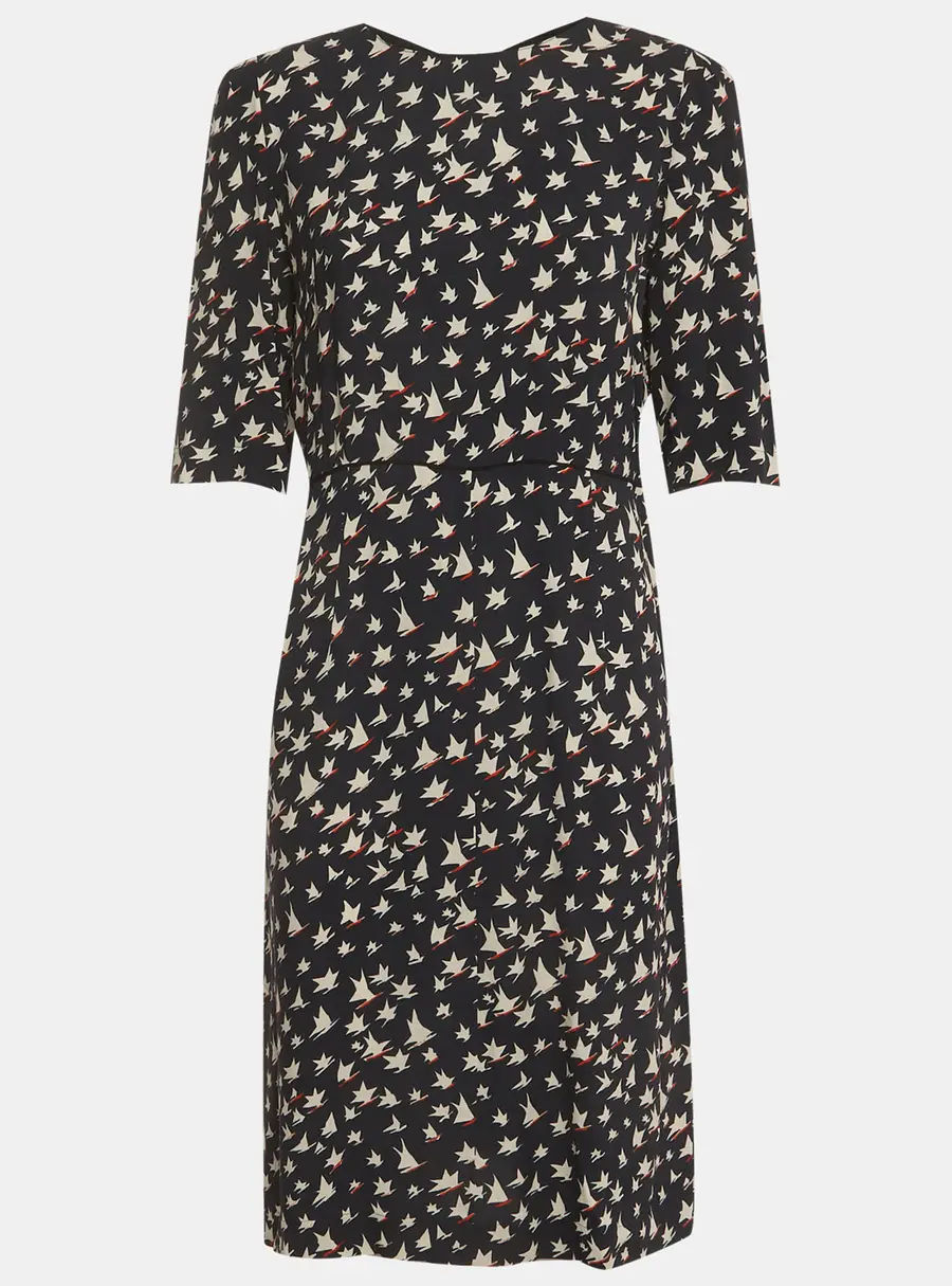 Marni Navy Blue Abstract Print Crepe Mini Sheath Dress M