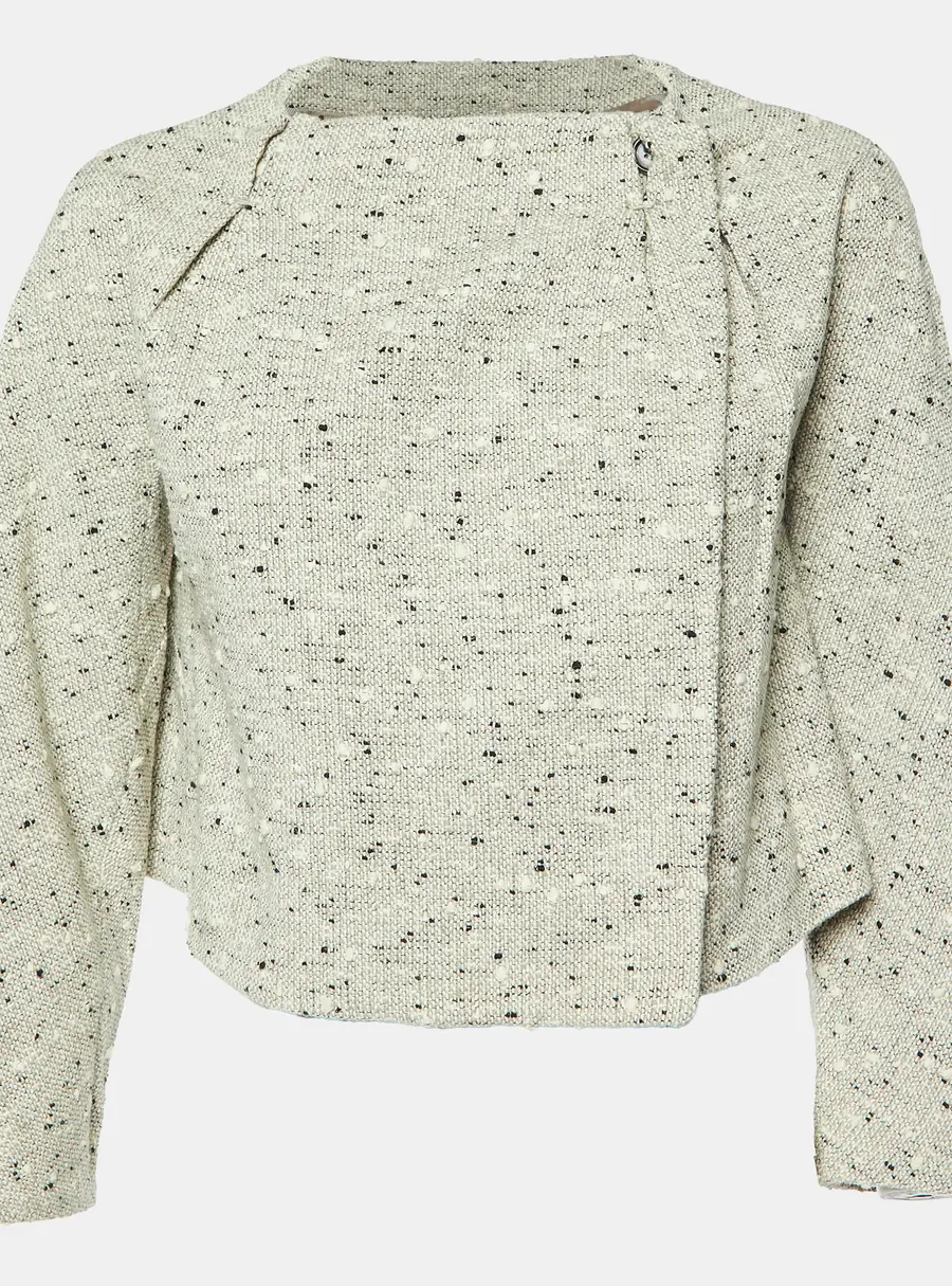 Marni Beige Boucle Tweed Wrap-Around Jacket M