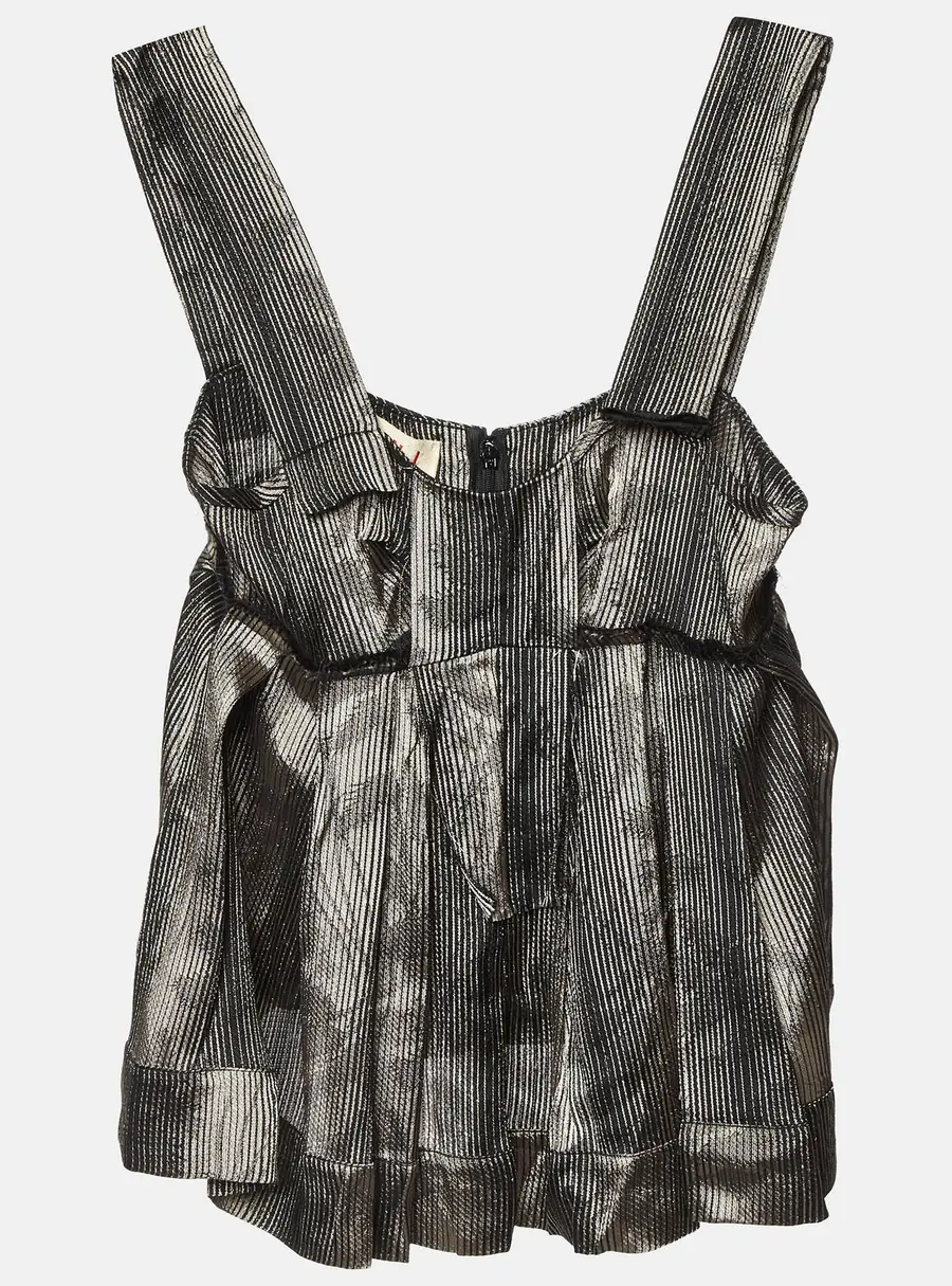 Marni Metallic Stripe Lurex Silk Blend Trapeze Top S