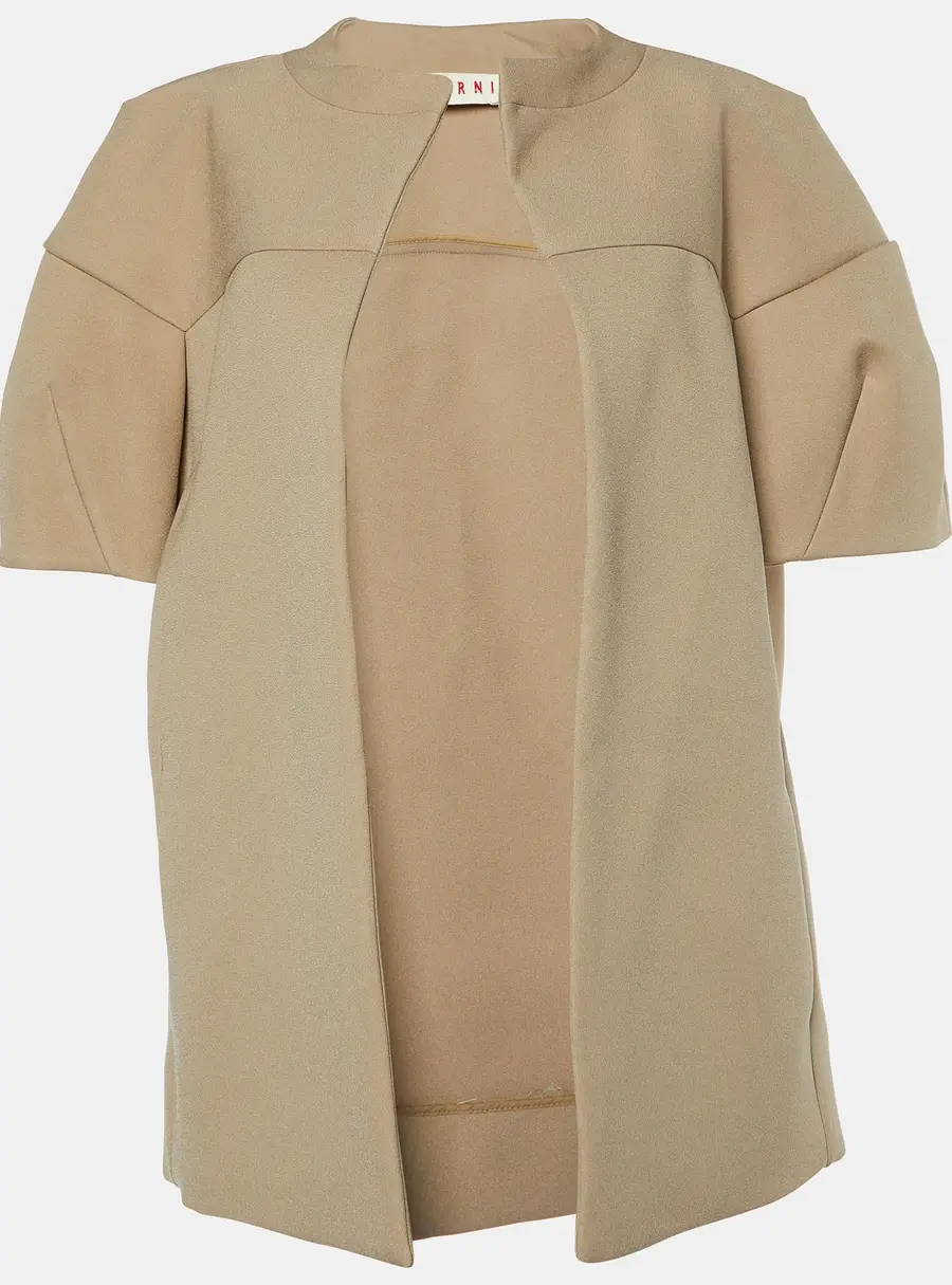 Marni Beige Crepe Open Front Jacket S