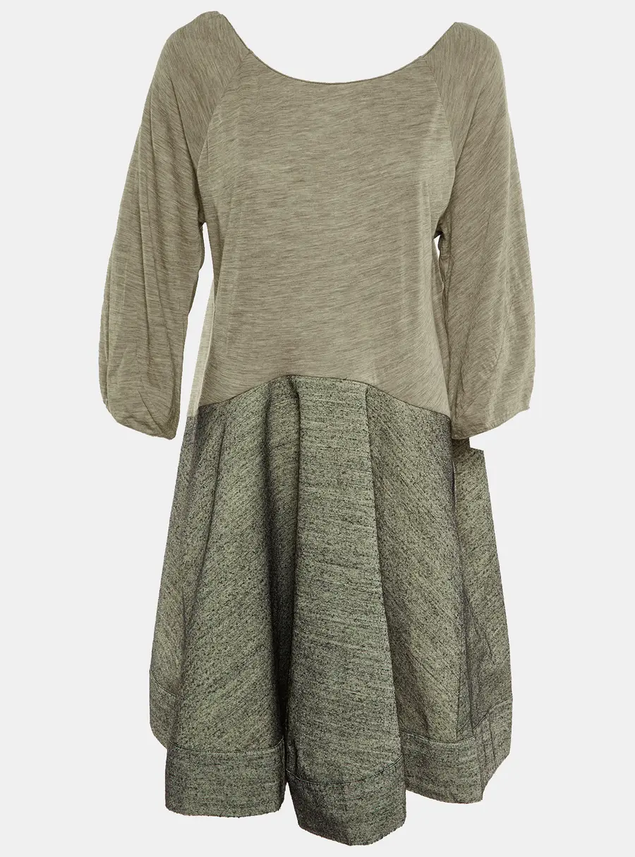 Marni Cream & Grey Wool Paneled Oversized Mini Dress M