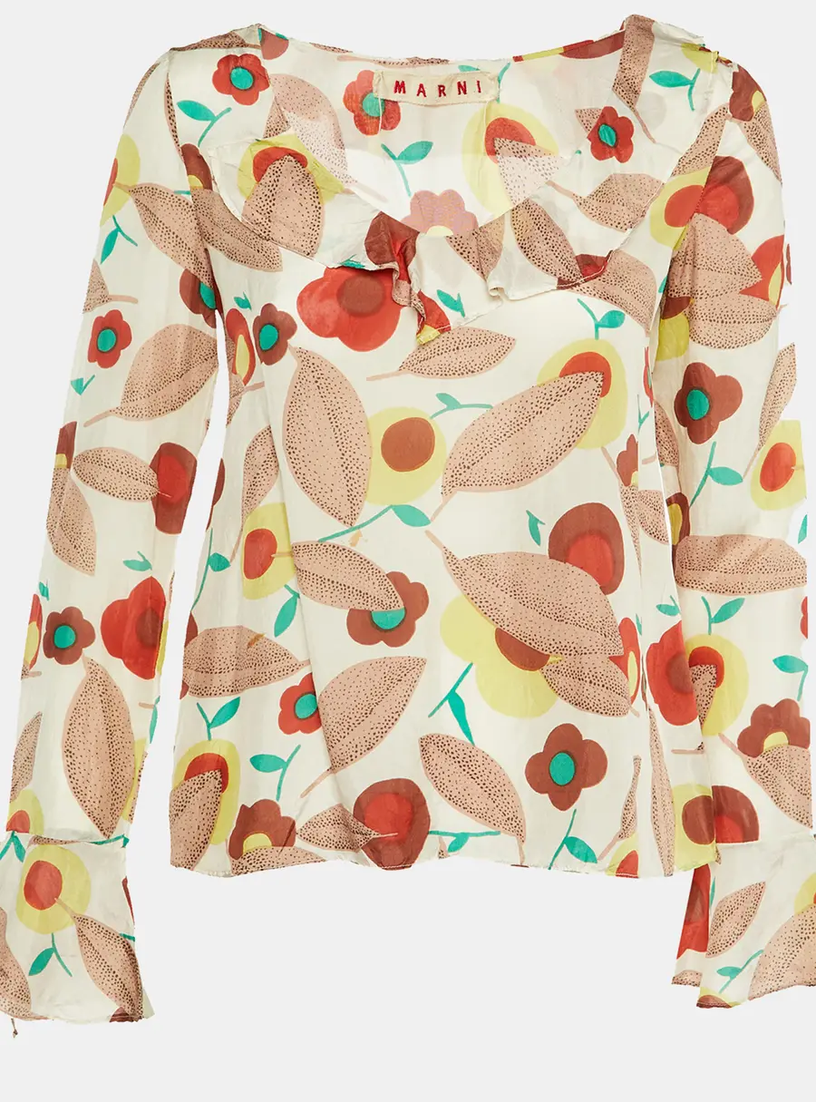 Marni Multicolor Floral Printed Silk Top S