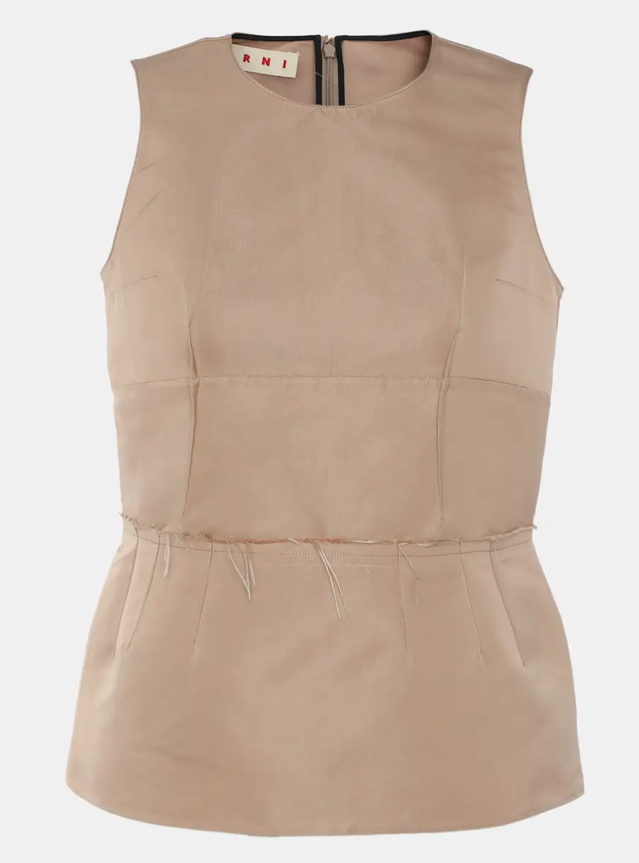 Marni Beige Satin Sleeveless Top S