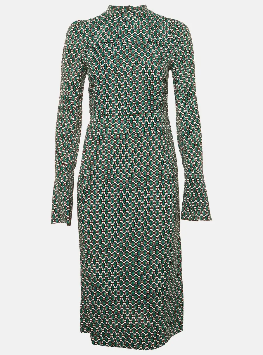 Marni Green Printed Crepe Midi Dress S