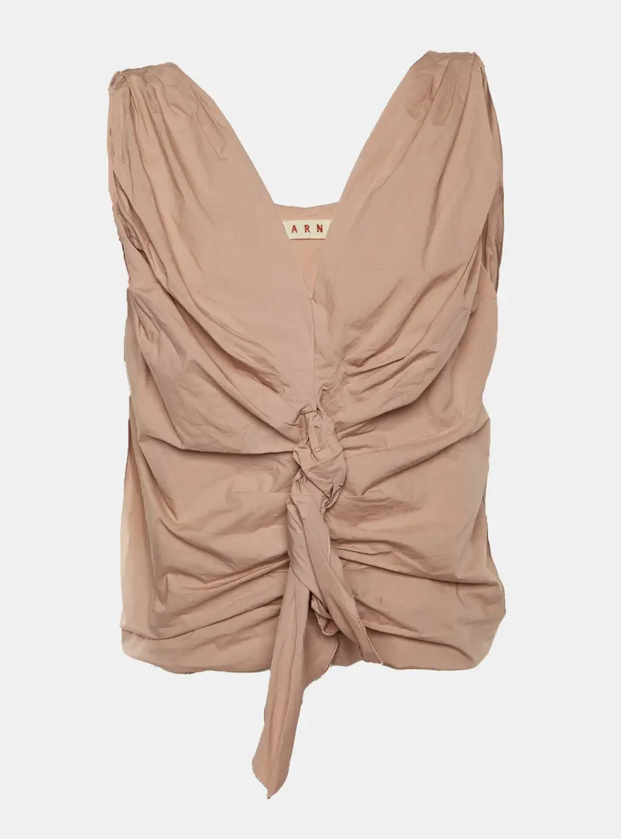 Marni Coral Pink Cotton Ruched Sleeveless Top M