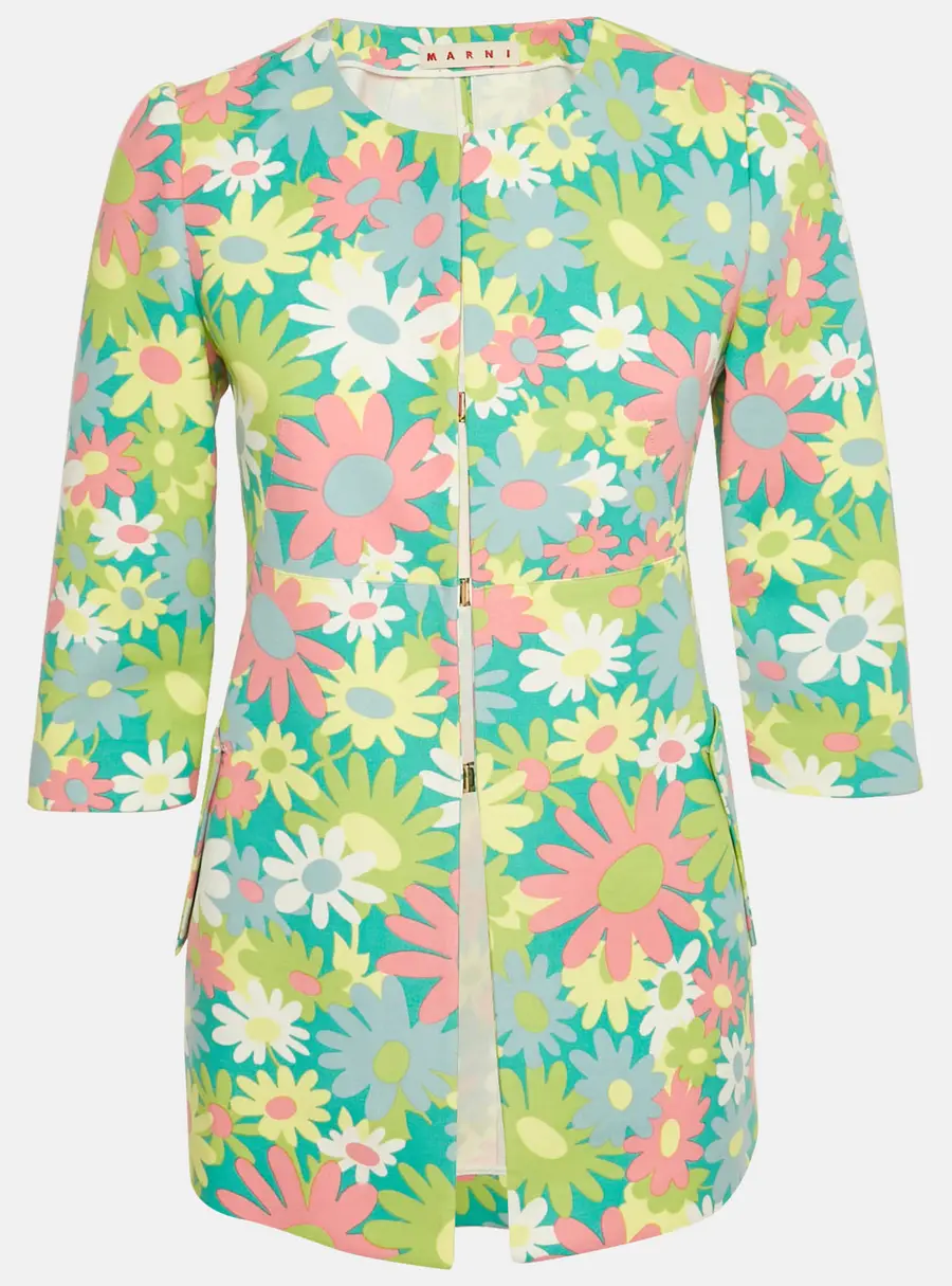 Marni Green Floral Print Cotton Jacket S