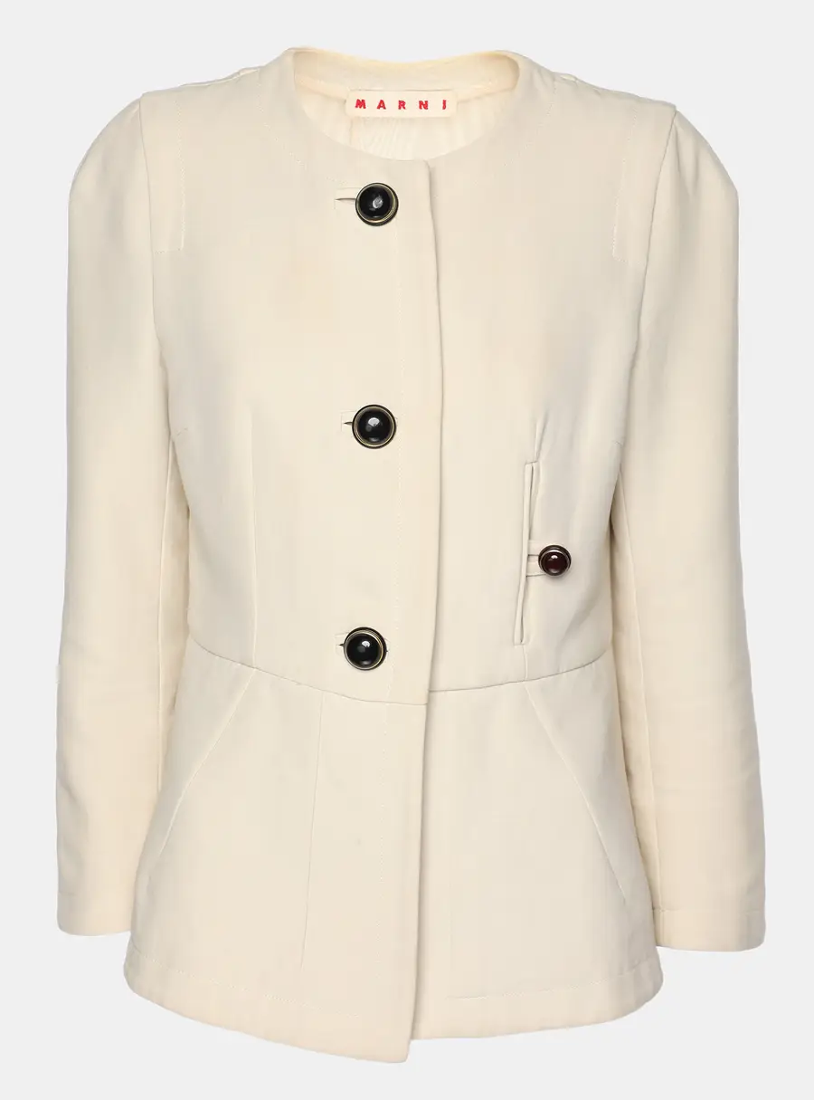 Marni Cream Cotton Button Front Jacket M