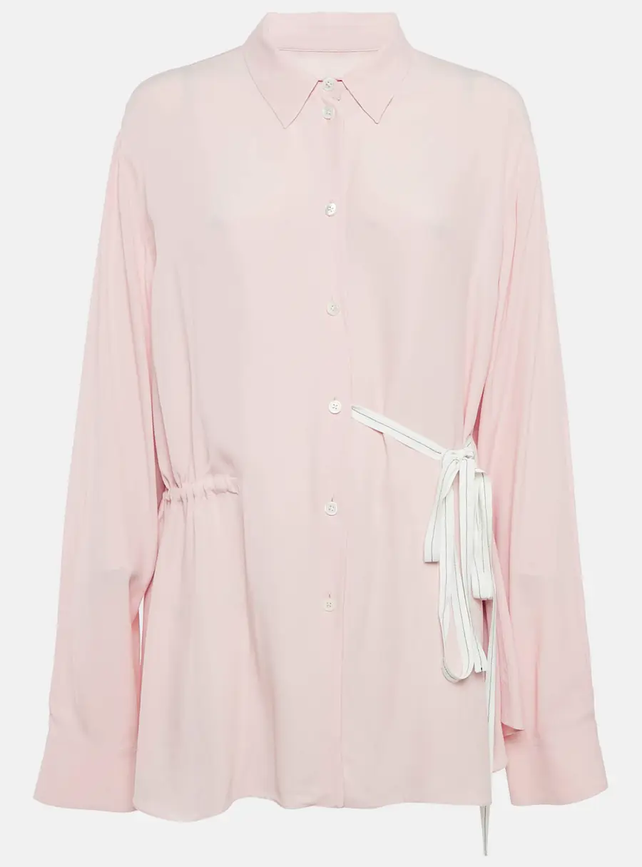 Marni Pink Crepe Button Front Long Shirt M