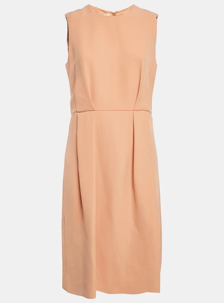 Marni Orange Crepe Pleated Sleeveless Short Dress M