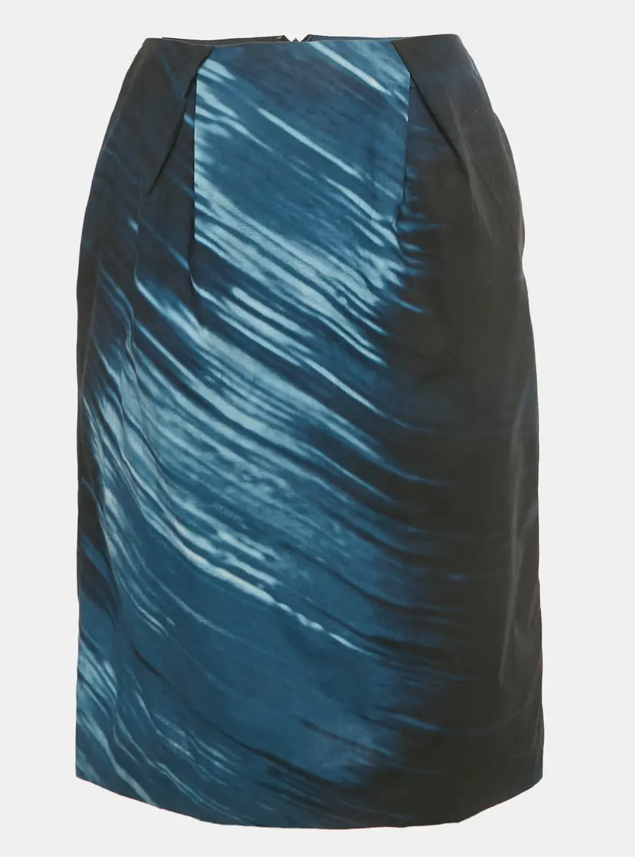 Marni Black/Blue Printed Cotton Pencil Skirt S