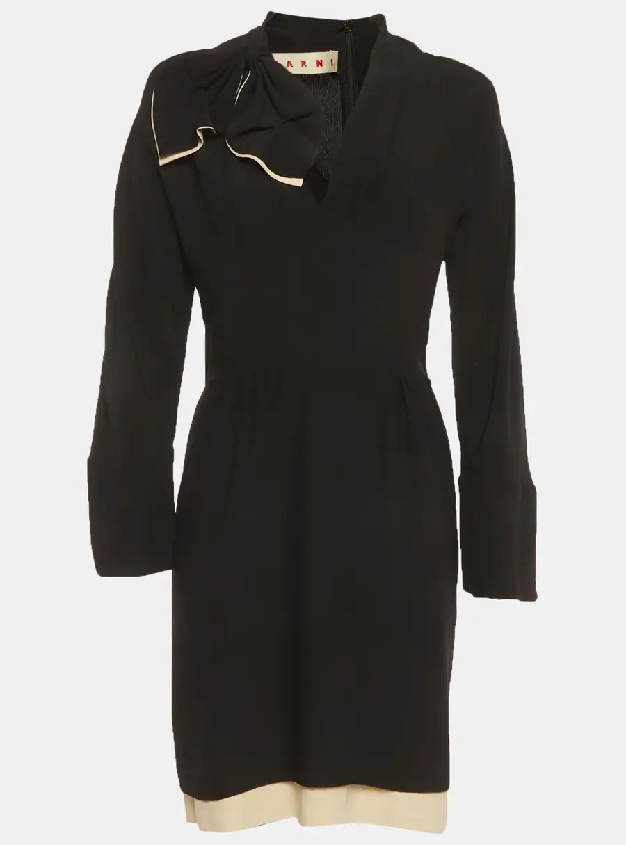 Marni Black Silk Bow Detail Short Dress S