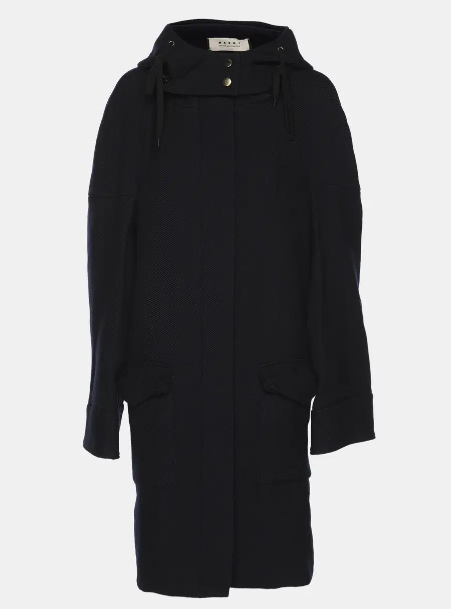 Marni Navy Blue Wool Blend Trench Coat M