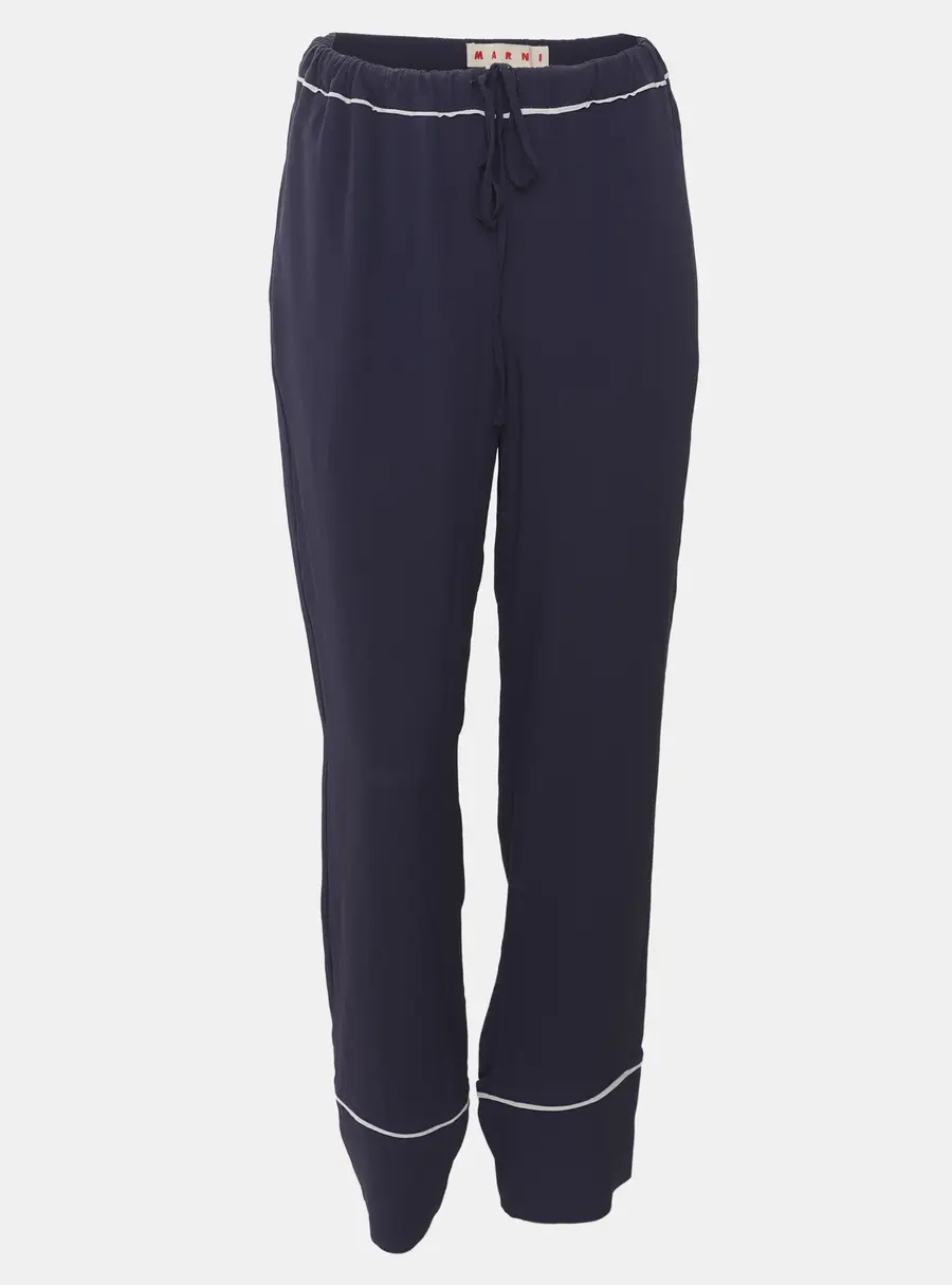 Marni Indigo Blue Crepe Drawstring Trousers S