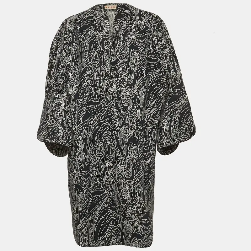 Marni Navy Blue Abstract Print Cotton Tunic Dress M