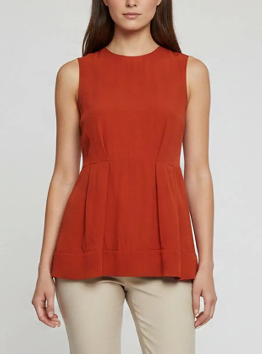 Marni Orange/Black Crepe Sleeveless Tunic Top S