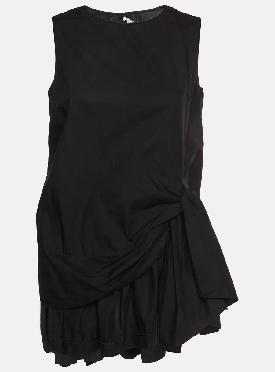 Marni Black Cotton Knot Detail Sleeveless Mini Dress S
