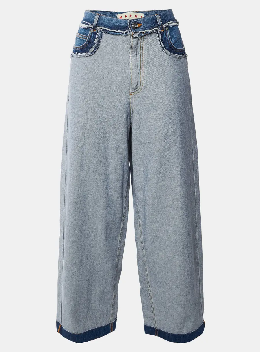 Marni Blue Denim Inside Out Effect Loose Fit Jeans L/Waist 31"