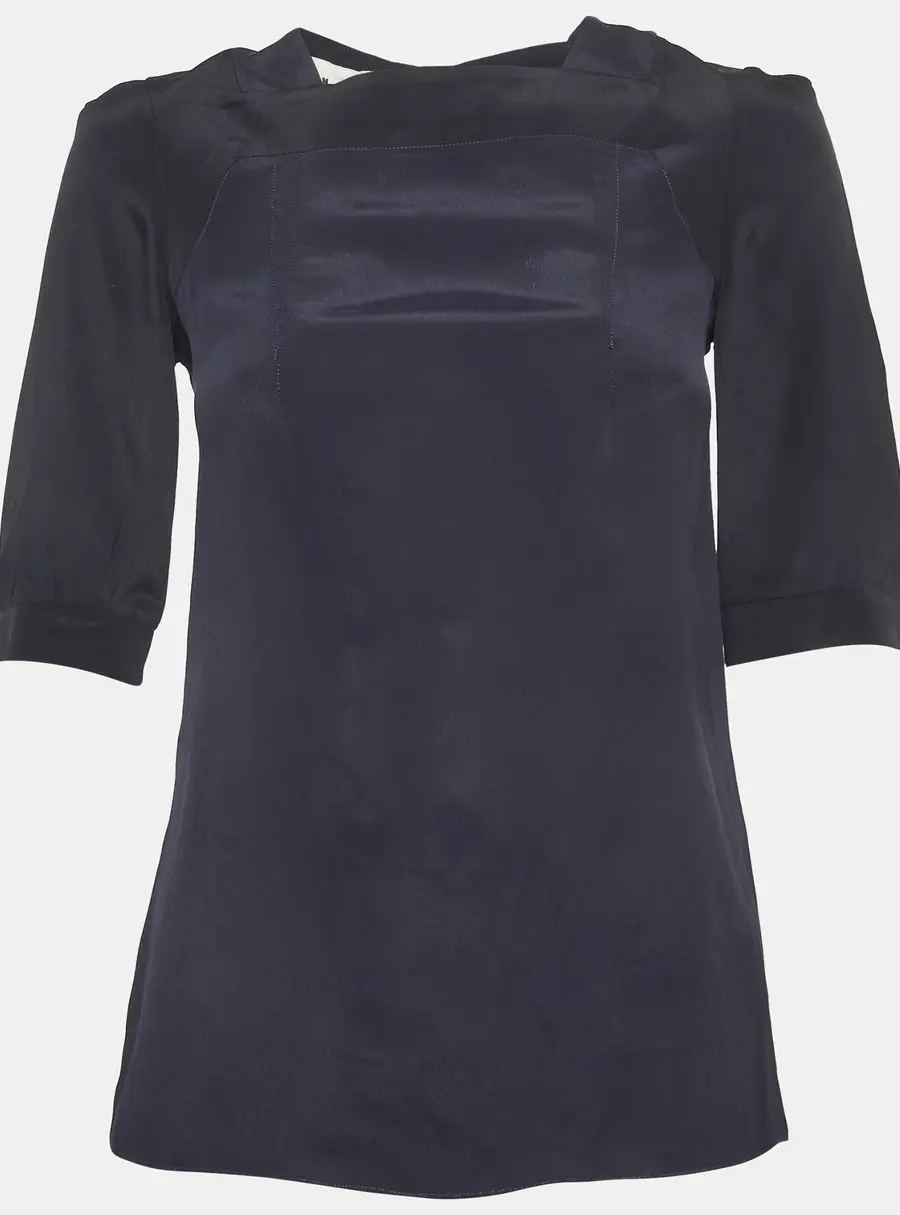 Marni Black Satin Short Sleeve Top S