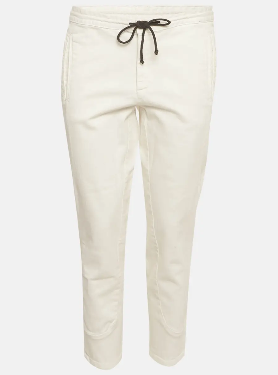Marni White Denim Cotton Drawstring Trousers M